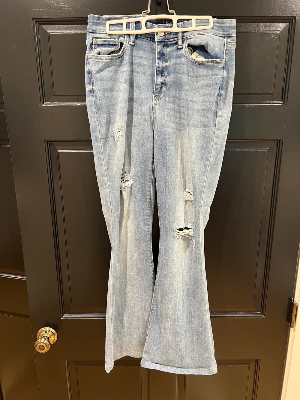 Judy Blue Light Blue Distressed Flare Jeans